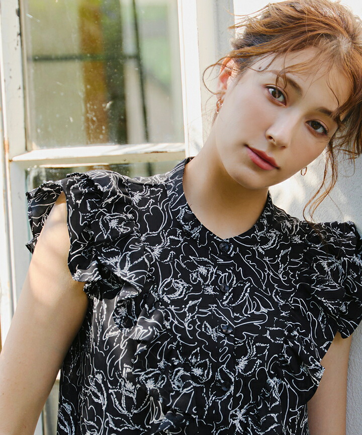 楽天市場】【新色追加】 花柄フリルシャツブラウス レディース フリル