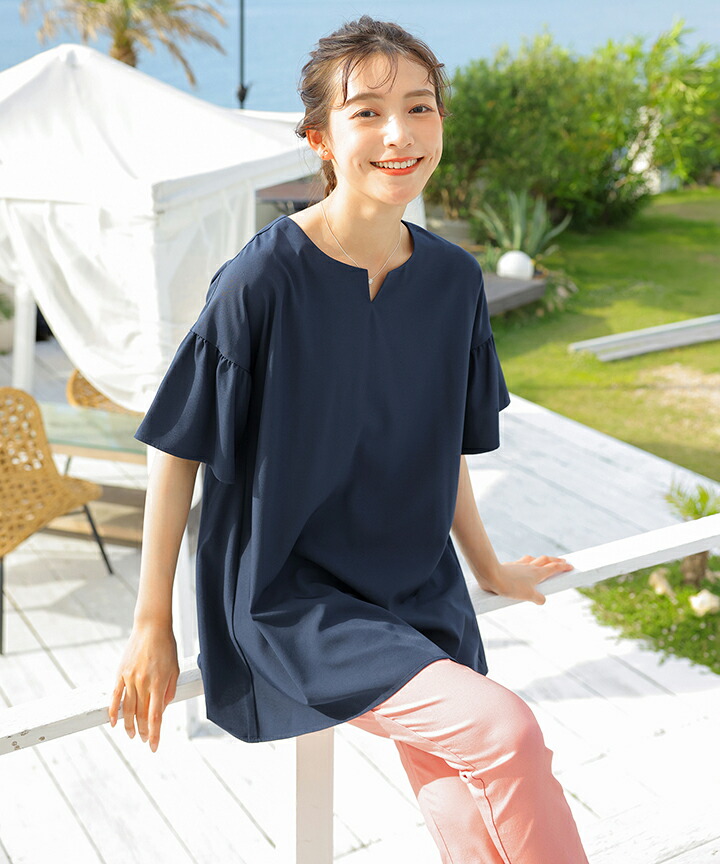 楽天市場】【楽天スーパーセール！50％OFF!!】キーネックフレア袖