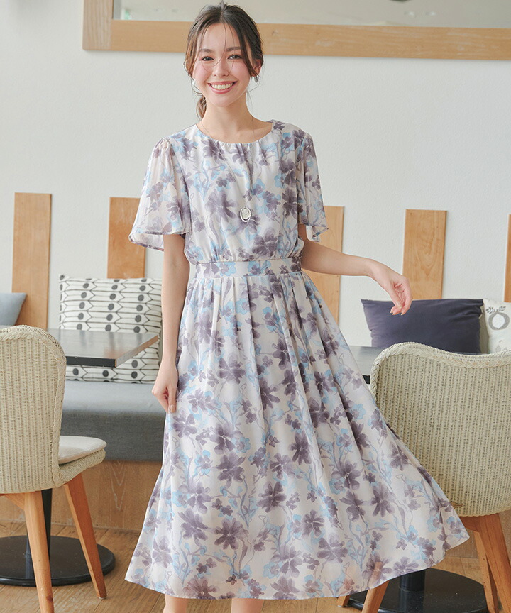 楽天市場】【小倉優子さん着用】 大花柄シフォンワンピース レディース