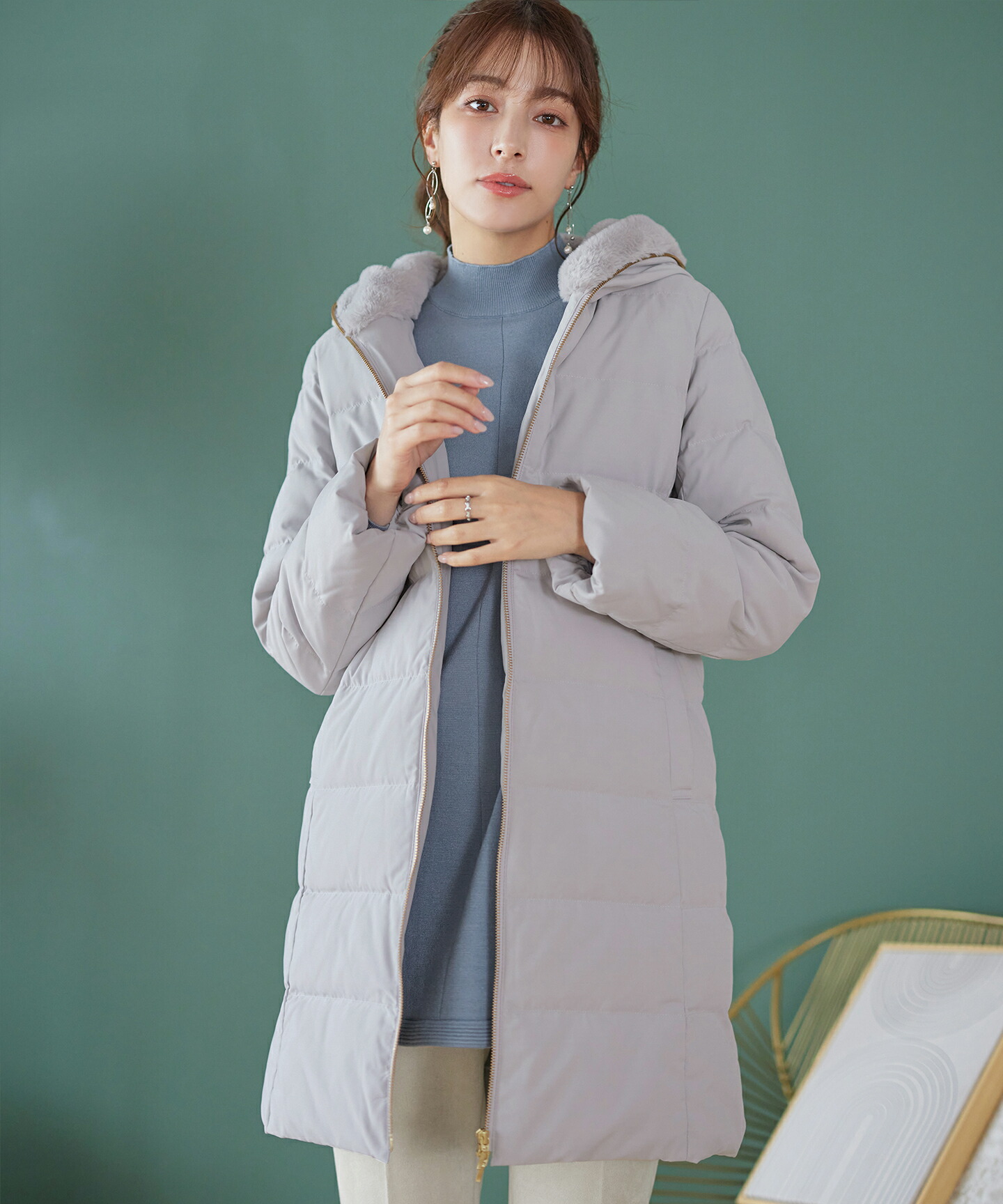 楽天市場】フード裏エコファーダウンコート レディース ファッション