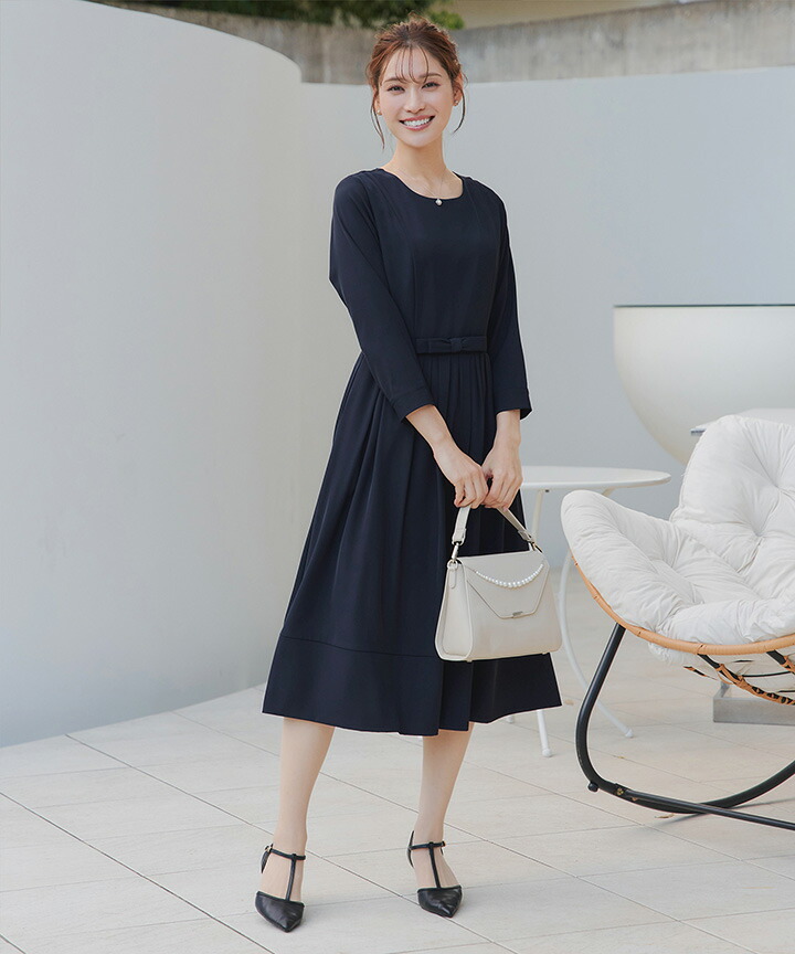 楽天市場】リボンベルトフレアワンピース レディース ワンピース