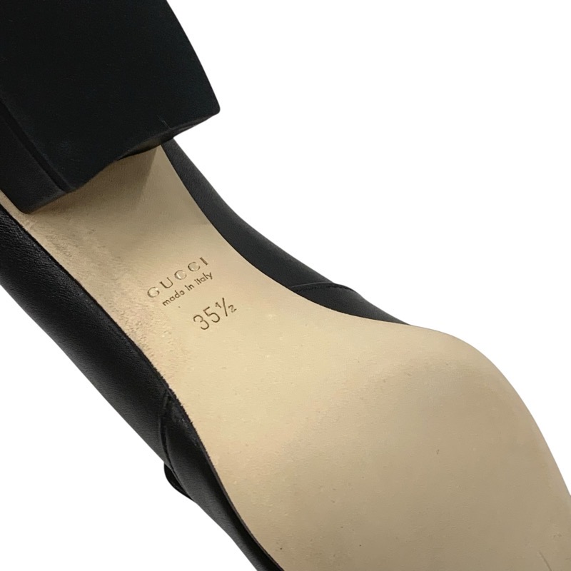 グッチ GUCCI パンプス 靴 シューズ レザー ブラック 黒 ゴールド 未