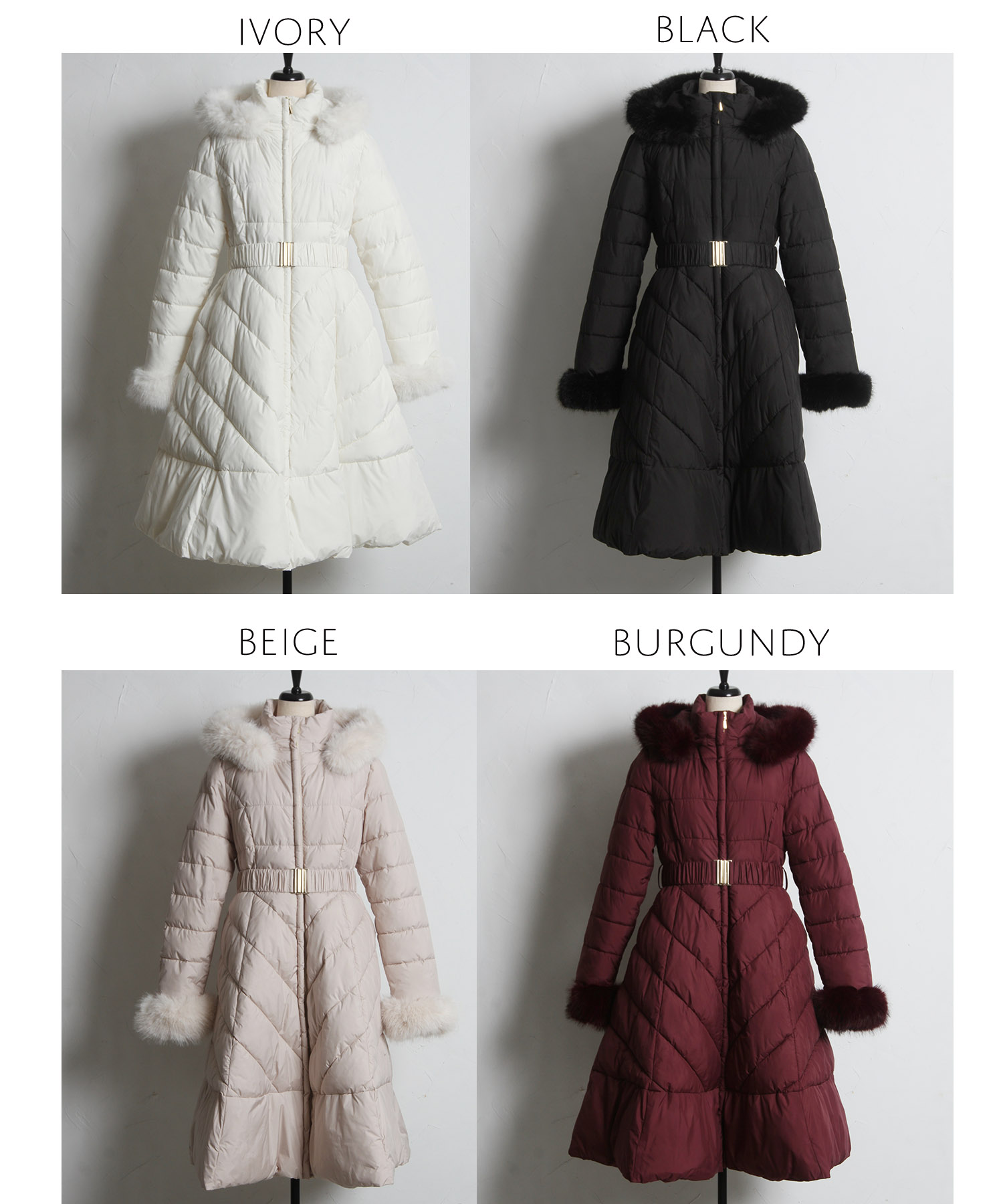 楽天市場】取り外し可能なファー＆ベルト付きフィット＆フレア