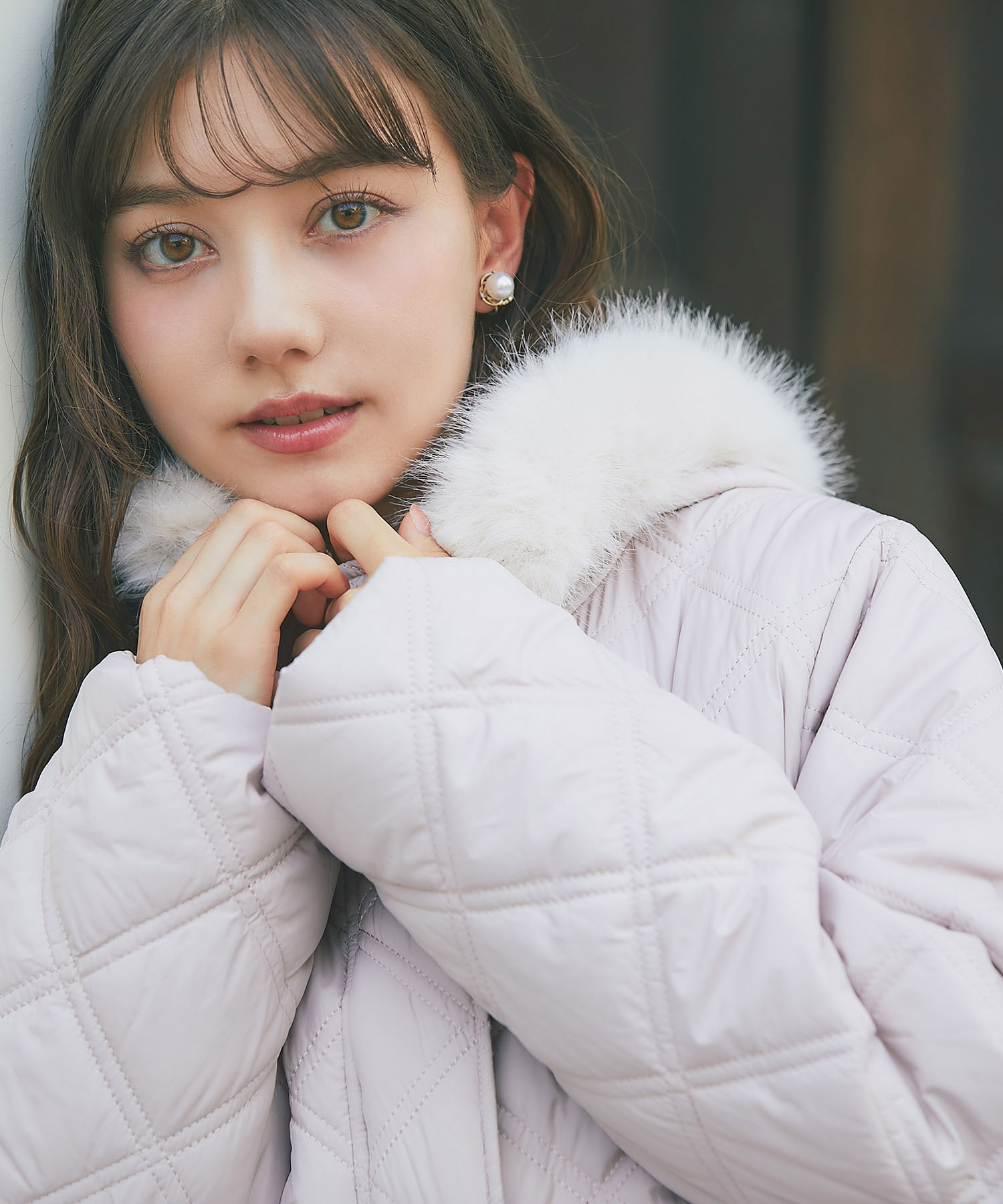 楽天市場】フードファー取り外し可能ドロスト付きキルティングショート