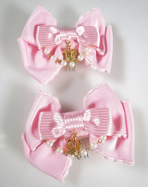 BABY リボンコーム 〜ロザリオの誓い〜 ピンク Rose Lace Ribbon Comb