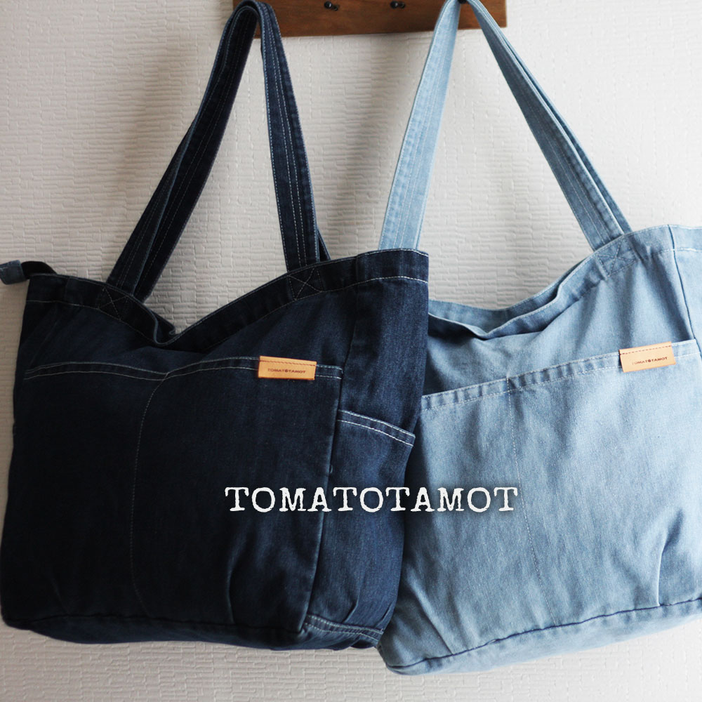 楽天市場】超ビッグデニムトート 革タグ付き トートバッグ デニム生地