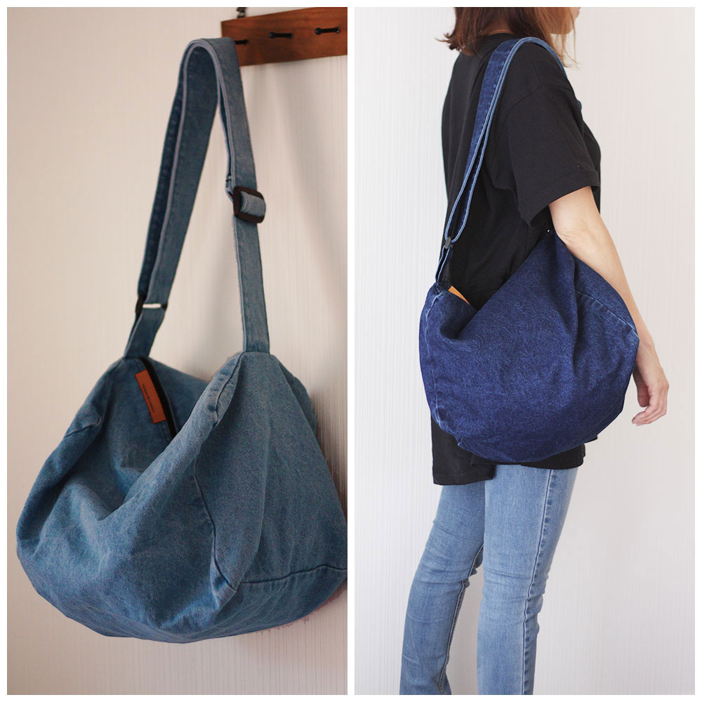 楽天市場】デニムボストンバッグ ワンショルダー ファスナー付き 本革