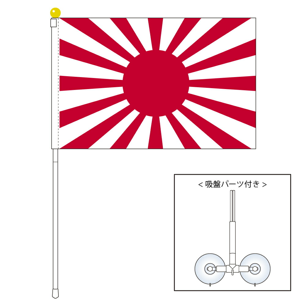 楽天市場】TOSPA 陸軍旗 旭日旗 ポータブルフラッグ 吸盤付きセット 旗