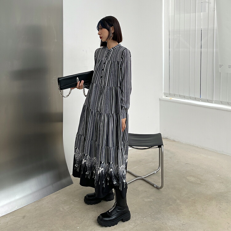 楽天市場】レトロ柄ロングワンピース レディース シャツワンピース