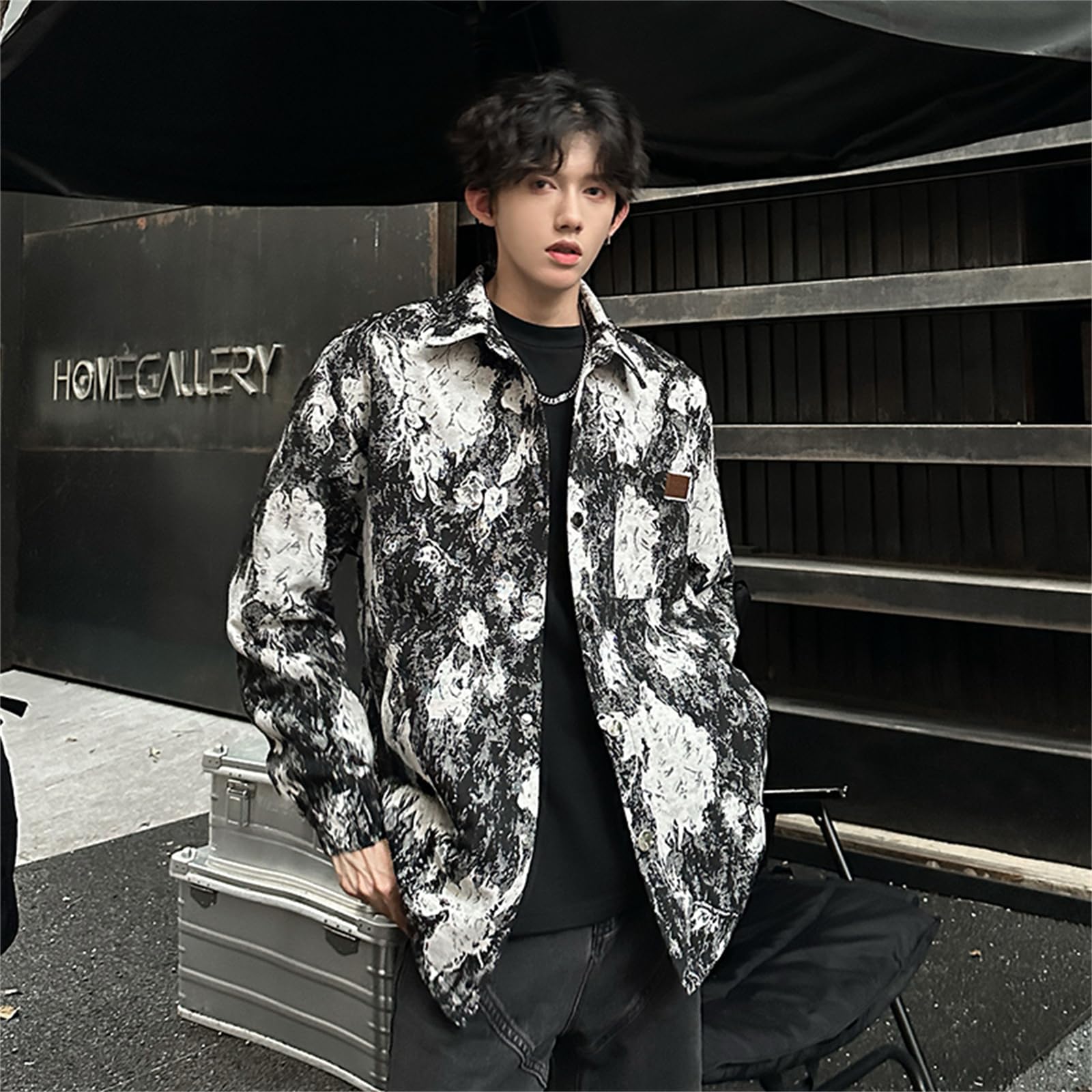 楽天市場】花柄 タイダイ 長袖シャツ メンズ シャツジャケット ロング