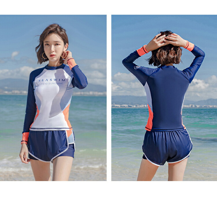 楽天市場】水着 レディース セパレート 長袖 ラッシュガード ショート