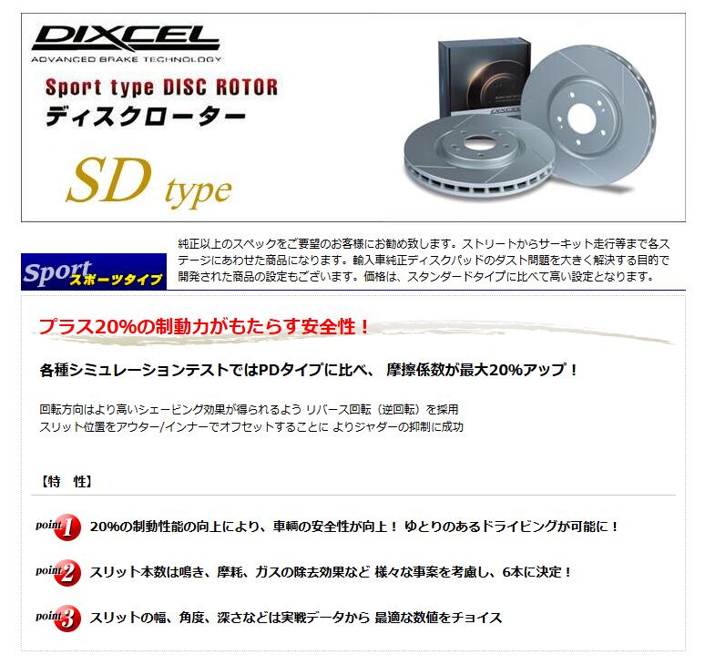 楽天市場】リア スリットローター DIXCEL SDタイプ ブレーキローター