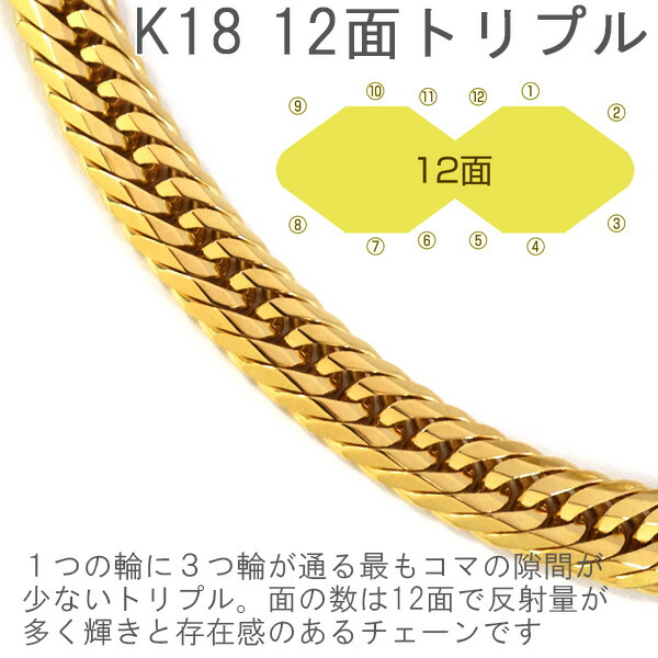 楽天市場】喜平 ネックレス K18 トリプル12面 65cm 16g 造幣局検定刻印