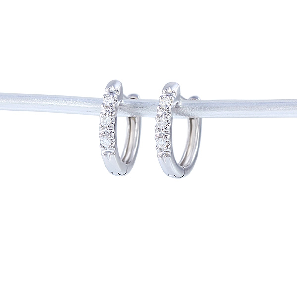 楽天市場】K10ホワイトゴールドダイヤモンドピアス フープピアス 中