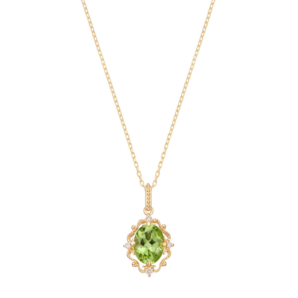 ツツミ ペリドット しずく型 ネックレス K10 イエローゴールド K10