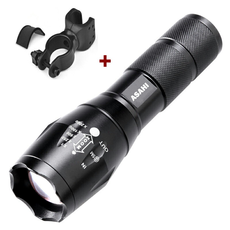 楽天市場】CREE T6 LED懐中電灯ASAHI+360°回転自転車用ライトホルダー