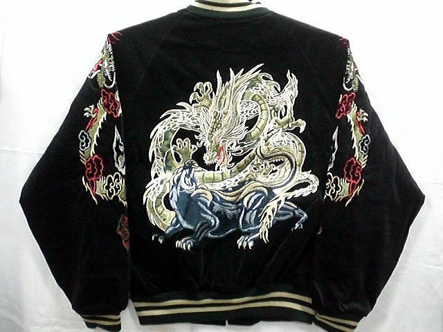 楽天市場】スカジャン 龍と黒豹刺繍 2L 日本製本格刺繍 : takafuku