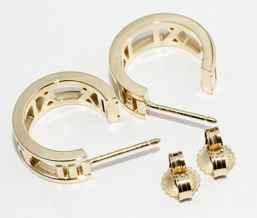 楽天市場】ティファニー ピアス K18YG オープンアトラス フープピアス