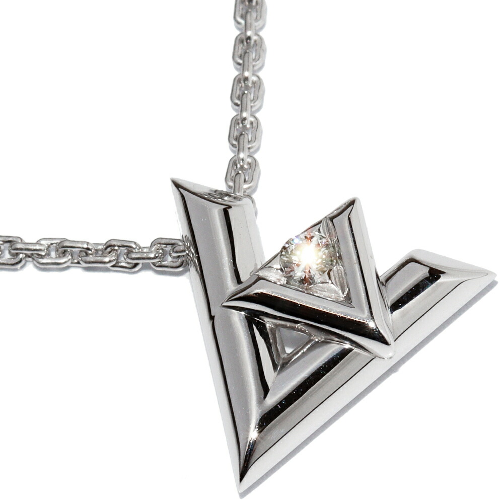 楽天市場】ルイヴィトン ペンダントネックレス K18WG ダイヤ1P(約0.11