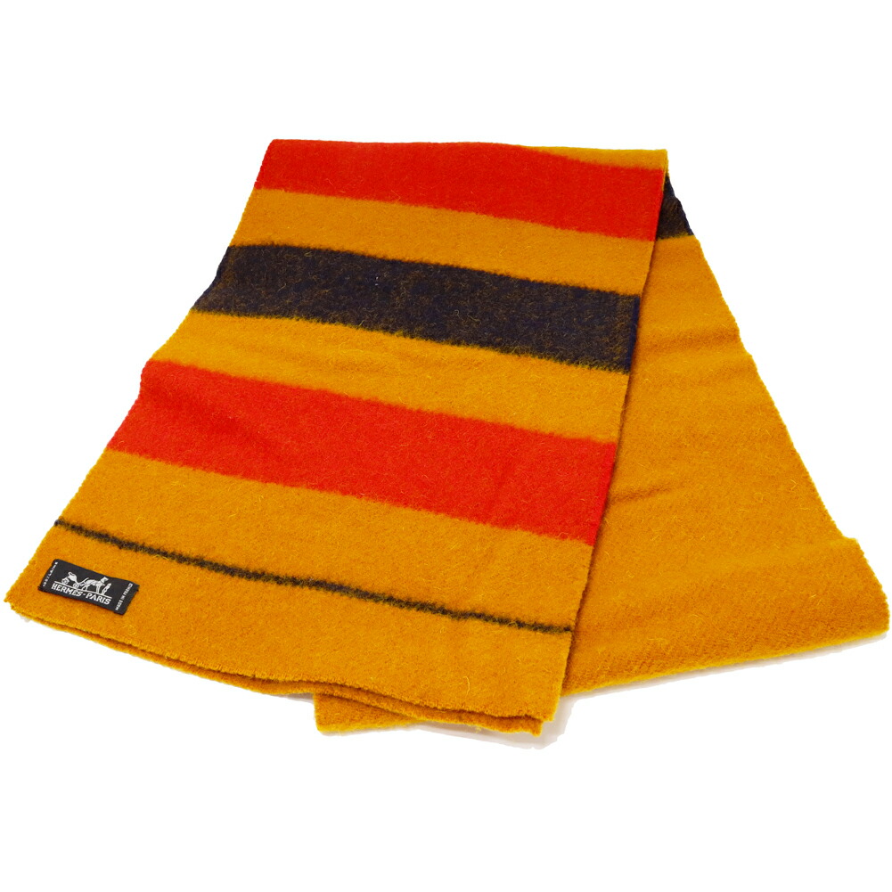 楽天市場】エルメス マフラー ロカバール ウール100% イエローxブルーx
