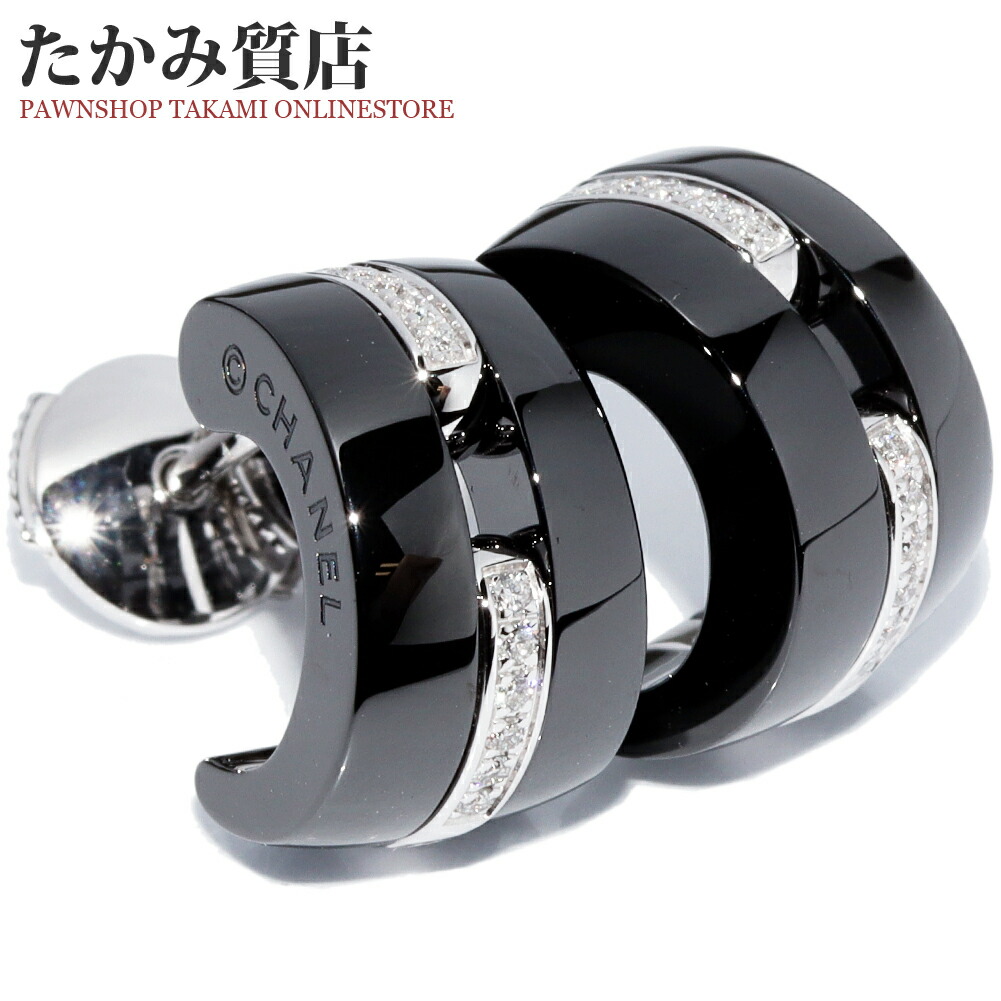 楽天市場】シャネル フープピアス K18WG ブラックセラミック ダイヤ24P