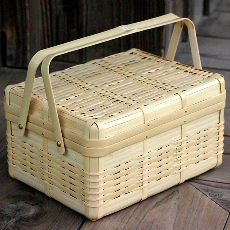 楽天市場】白竹ピクニックバスケット(中) 竹 弁当箱 ランチボックス