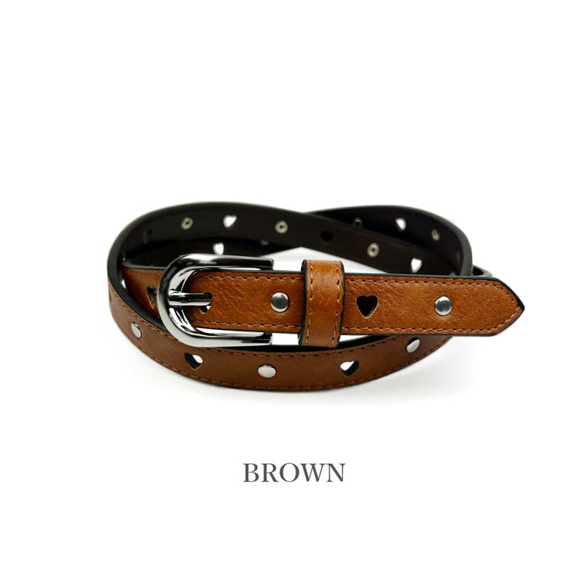 楽天市場】全3色 ドット スタッズ 穴ハート型 タイト レザーベルト