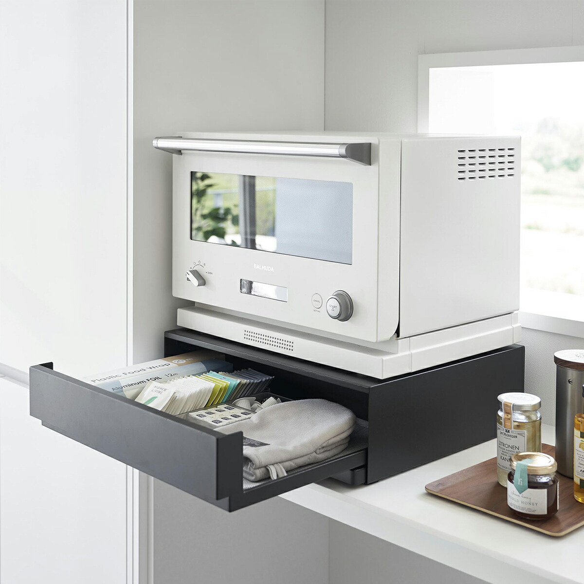 楽天市場】[ ツーウェイ キッチン家電下引き出し&スライドテーブル