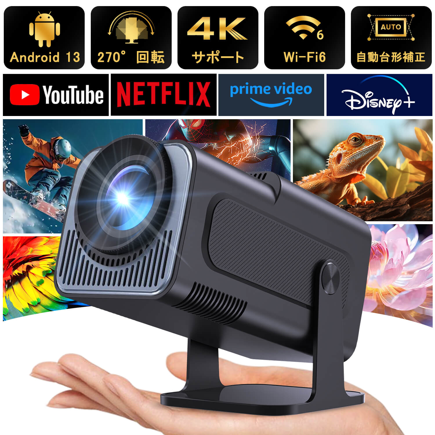 楽天市場】プロジェクター 小型 270°回転・Android TV搭載 自動台形