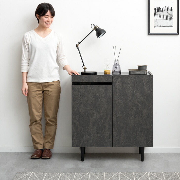 楽天市場】ストーン調 キャビネット サイドボード 傷に強いメラミン天