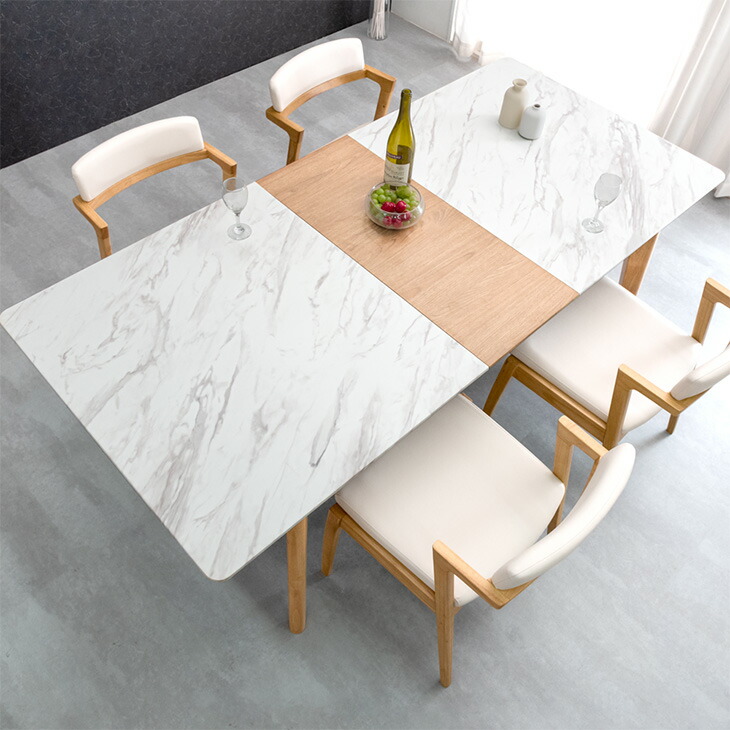 楽天市場】大理石調 伸長式 ダイニングテーブル 単品 幅 160 196