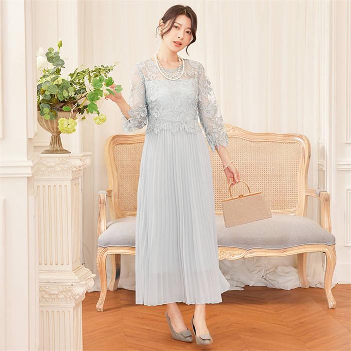 楽天市場】シフォンロングドレス プリーツ パーティードレス ロング丈