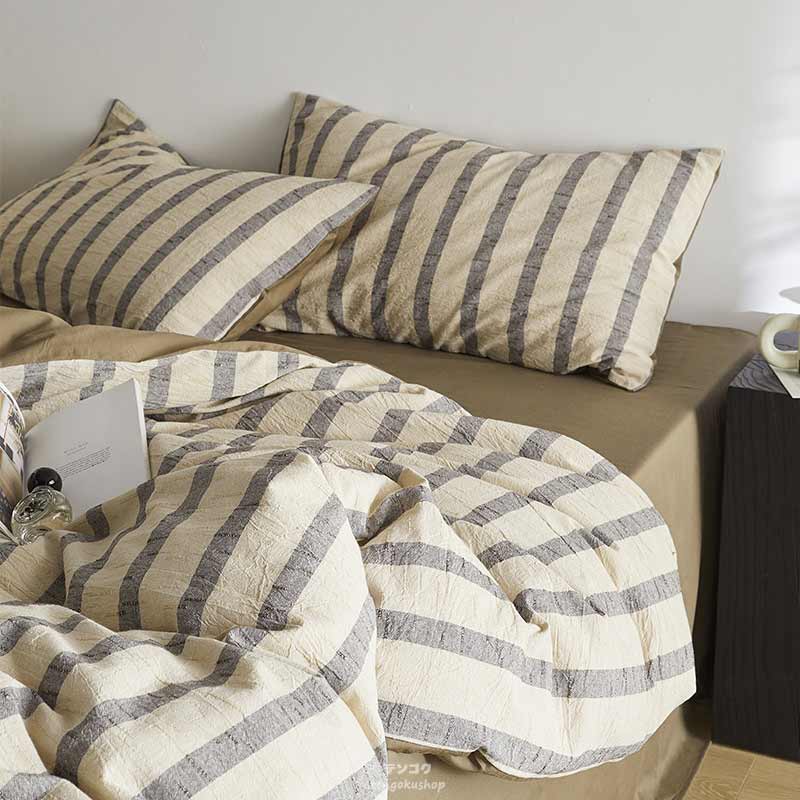楽天市場】全3色 送料無料 布団カバーセット ストライプ柄 3点セット 4