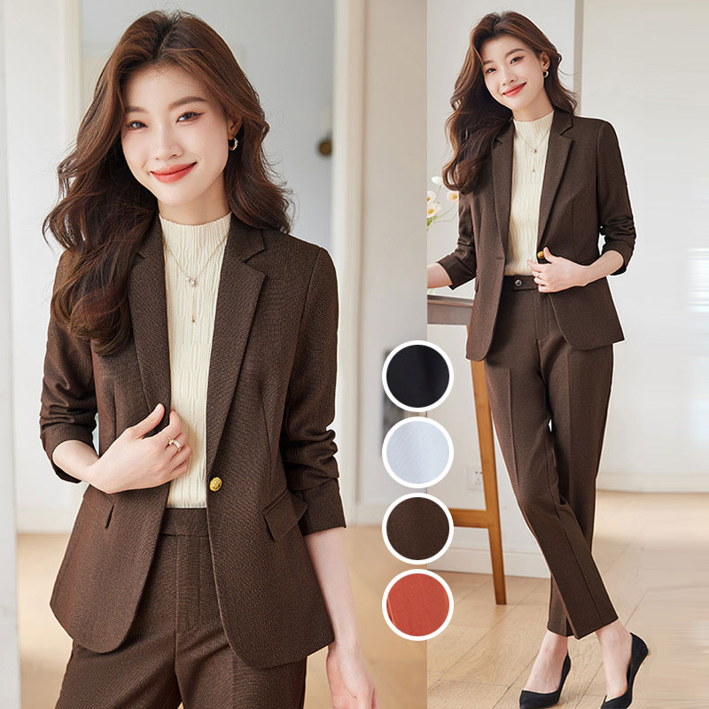 楽天市場】全4色 スーツ レディース パンツスーツ ブラウン オレンシ