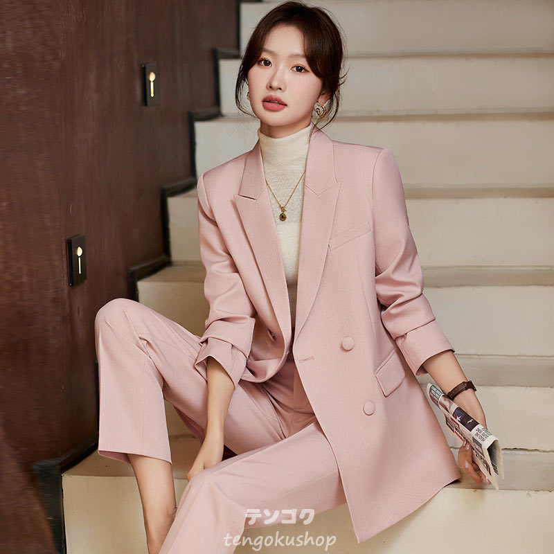 楽天市場】全3色 スーツ レディース パンツスーツ ブラック ピンク