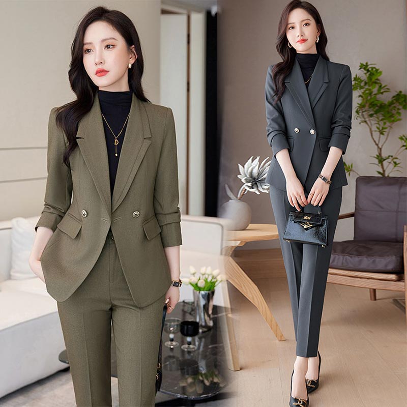 楽天市場】パンツスーツ レディース 長袖 カーキ セレモニースーツ
