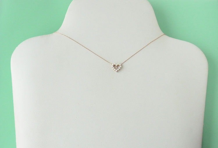 楽天市場】K10 PG ネックレス ハートシードパール ダイヤ アンティーク