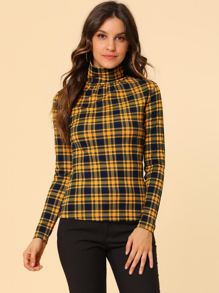 アトリエGGイエローチェックブラウス 洗濯機可/S-LL】程よいゆとりと