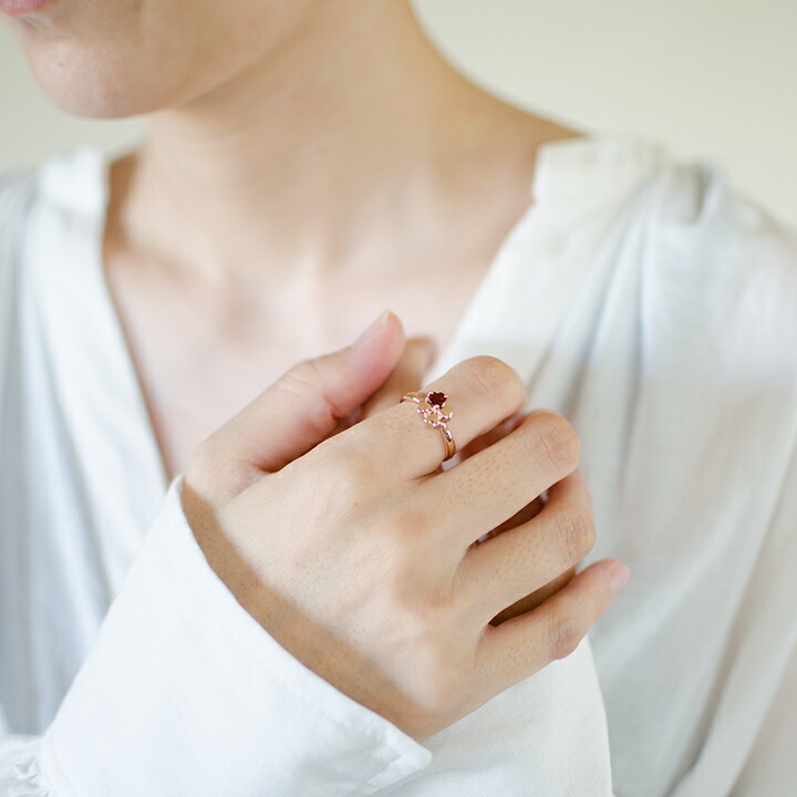 楽天市場】ポイント5倍 リング ガーネット クローバーモチーフ