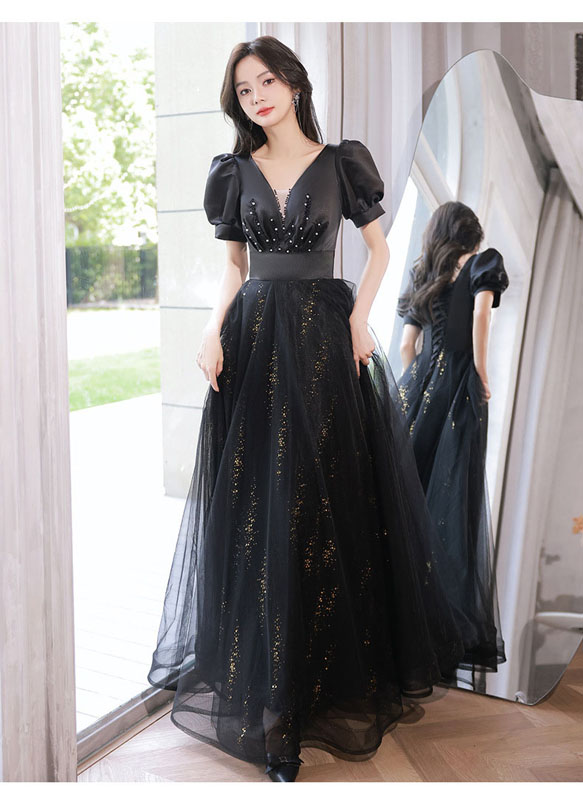 楽天市場】カラードレス 黒 ロングドレス 二次会 披露宴 パーティー