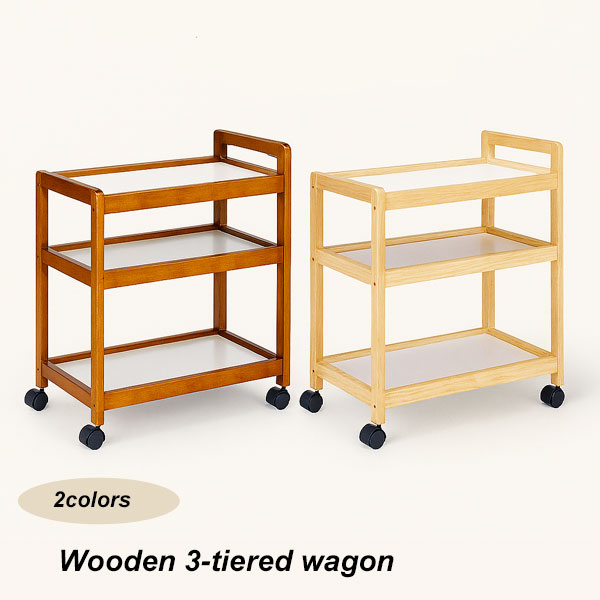 楽天市場】木製ワゴン 3段 幅58.5cm キャスター付き おしゃれ収納 台所