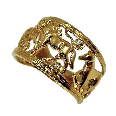 楽天市場】【選べる地金】馬 ホース モチーフ リング K10YG / K18YG