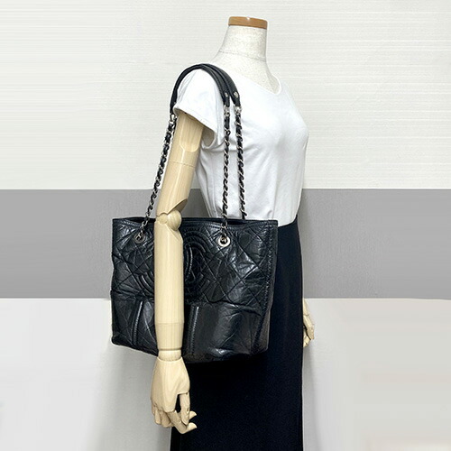 楽天市場】シャネル ヴィンテージカーフ トートバッグ 黒 ソフトレザー