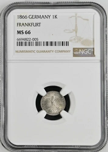 楽天市場】ドイツ 1866年 銀貨 1クロイツァー NGC MS66 フランクフルト
