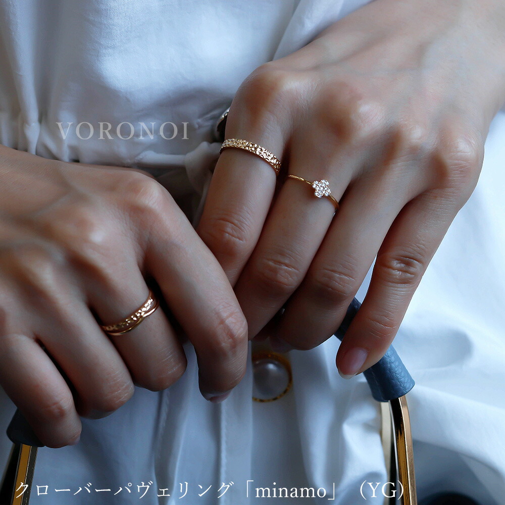 楽天市場】K18 ダイヤモンド 華奢 重ねづけ クローバー パヴェ リング