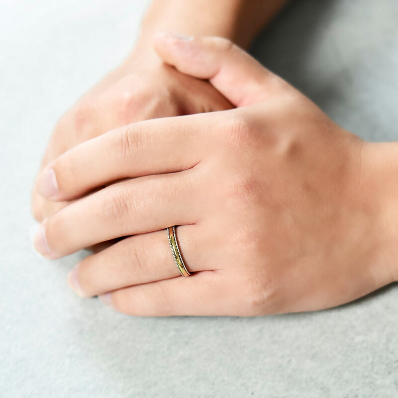 楽天市場】K18 Pt950 No.19 シンプル コンビカラー リング 刻印 18金