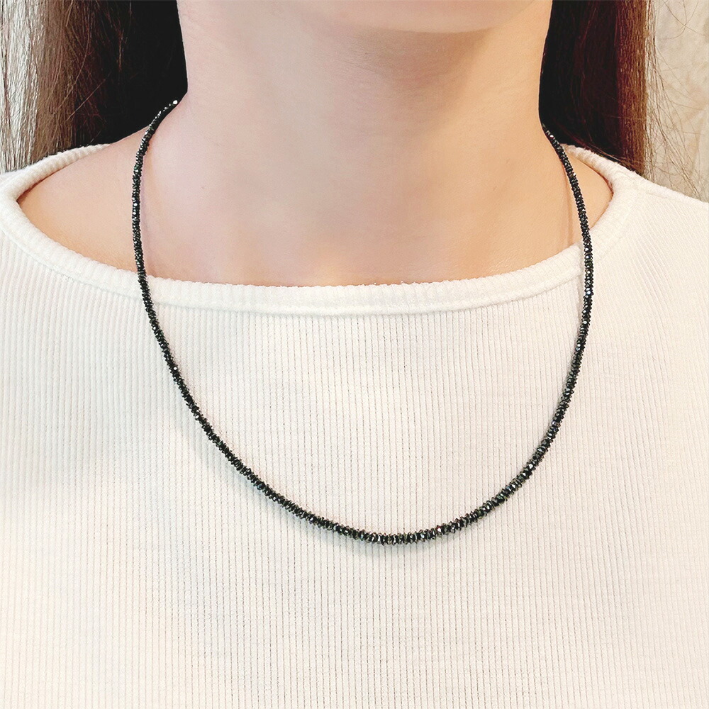 楽天市場】K18WG K18 18金 金 ブラック ダイヤモンドネックレス