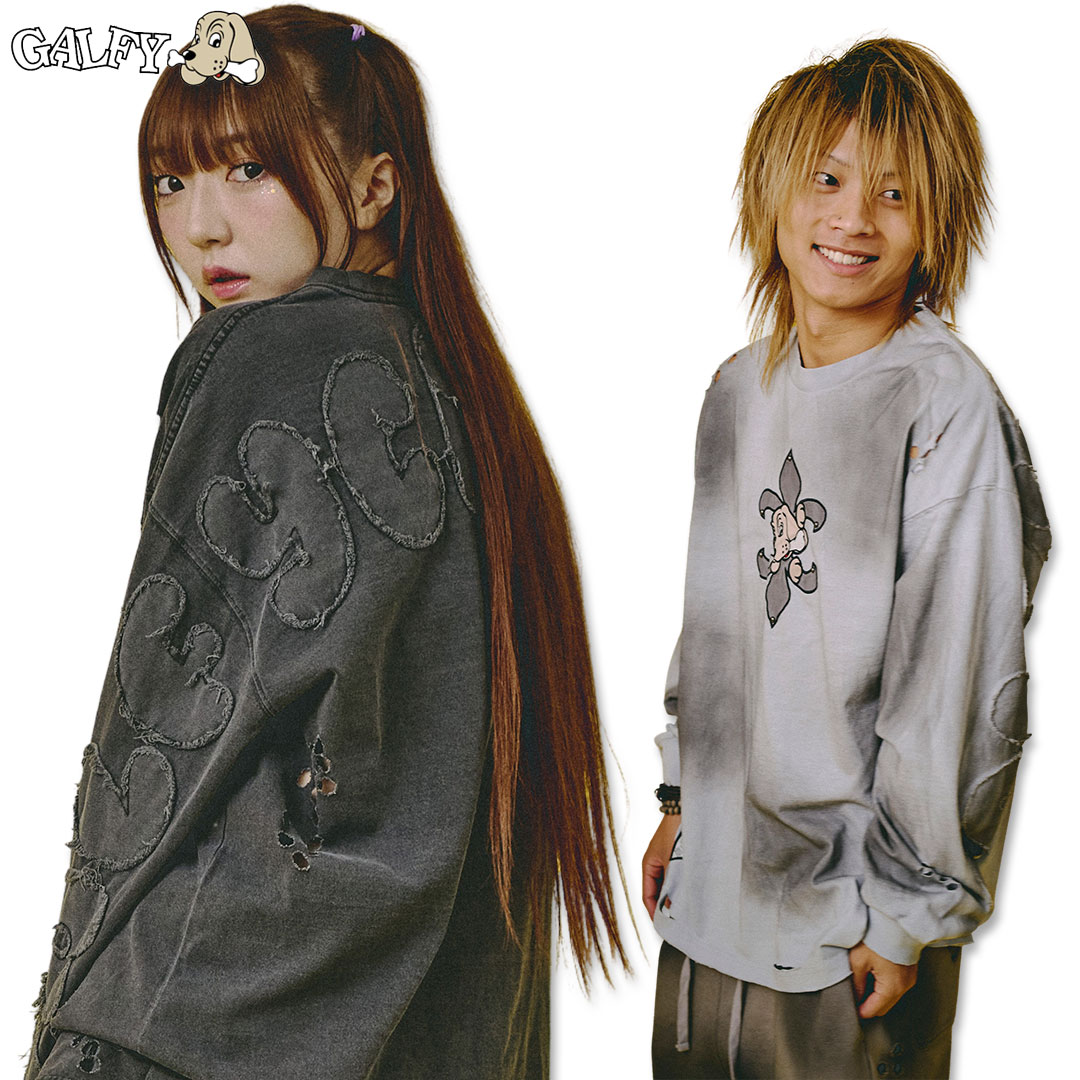 楽天市場】ガルフィー GALFY ぼろぼろロゴ百合の紋ロンT 153081 INK