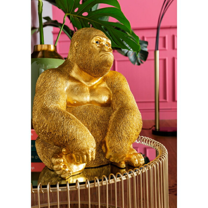 楽天市場】ゴリラ gorilla 置物 オブジェ ゴールド 金色 金 リアル