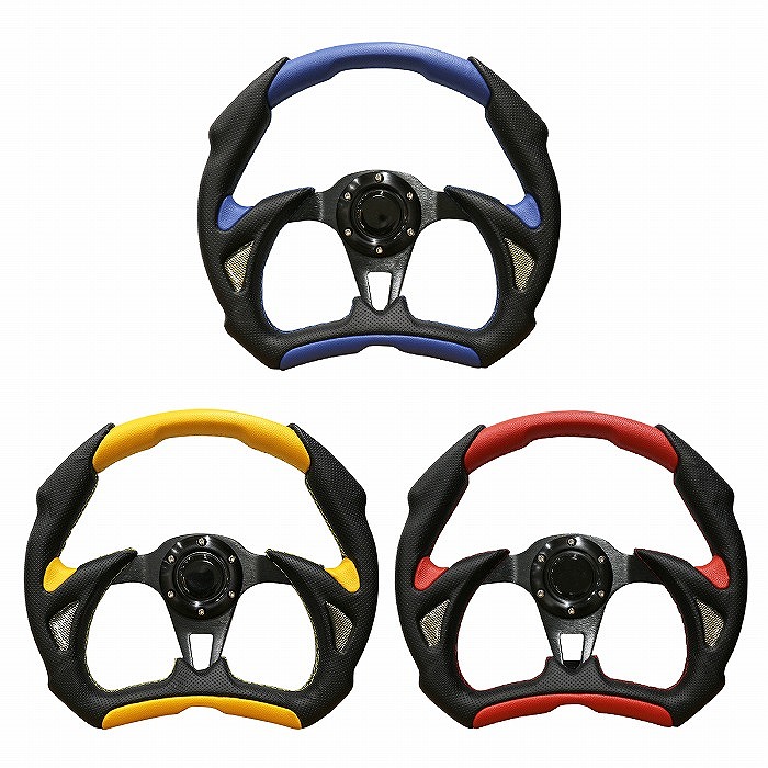 楽天市場】パンチング レザー ステッチ ステアリング 35cm φ350 φ35 青